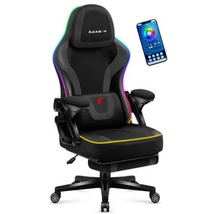 Fotel gamingowy obrotowy Huzaro Force 4.6 Black RGB Smart, do biura, Czarny - Fotele gamingowe - miniaturka - grafika 1