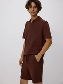 Spodenki męskie - Reserved - Bawełniane szorty regular - mahoniowy - miniaturka - grafika 1