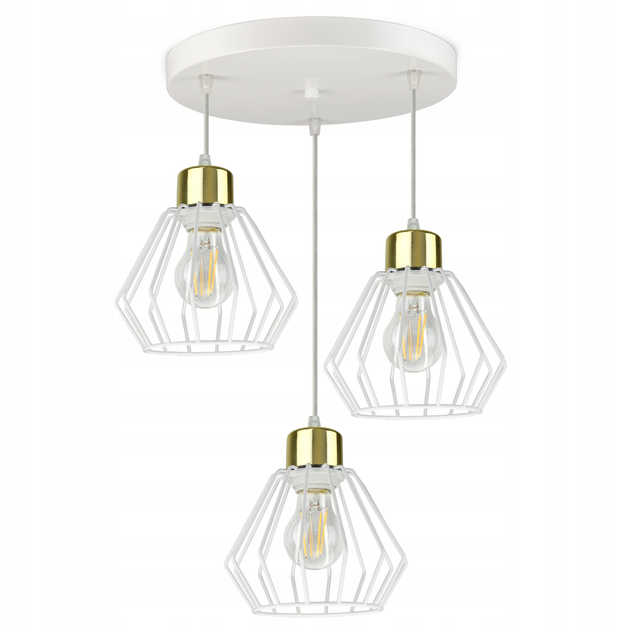 Lampa Wisząca Żyrandol Loft Druciany Biała Złota