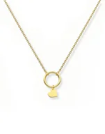 Naszyjniki - Naszyjnik srebrny pozłacany kółko z wiszącym sercem - miniaturka - grafika 1