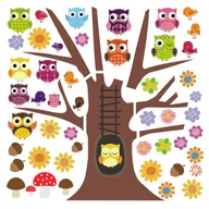 Naklejki na ścianę - Naklejki na ścianę dla dzieci zestaw Sowy, Sówki 9, 60x60 cm - miniaturka - grafika 1