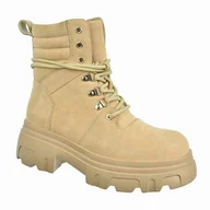 Botki damskie - Traperki damskie workery EVENTO beżowe - miniaturka - grafika 1