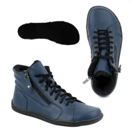 Półbuty damskie - Damskie minimalistyczne buty skórzane zimowe barefoot 1261 granatowe - Buty Olivier - miniaturka - grafika 1