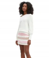 Swetry damskie - TWINSET BIAŁY SWETER Z ASYMETRYCZNYM DEKOLTEM I DŁUGIM RĘKAWEM S I1D - miniaturka - grafika 1