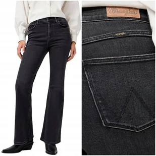 Wrangler FIERCE FLARE high czarne damskie spodnie jeansowe dzwony W33 L34 - Spodnie damskie - miniaturka - grafika 1
