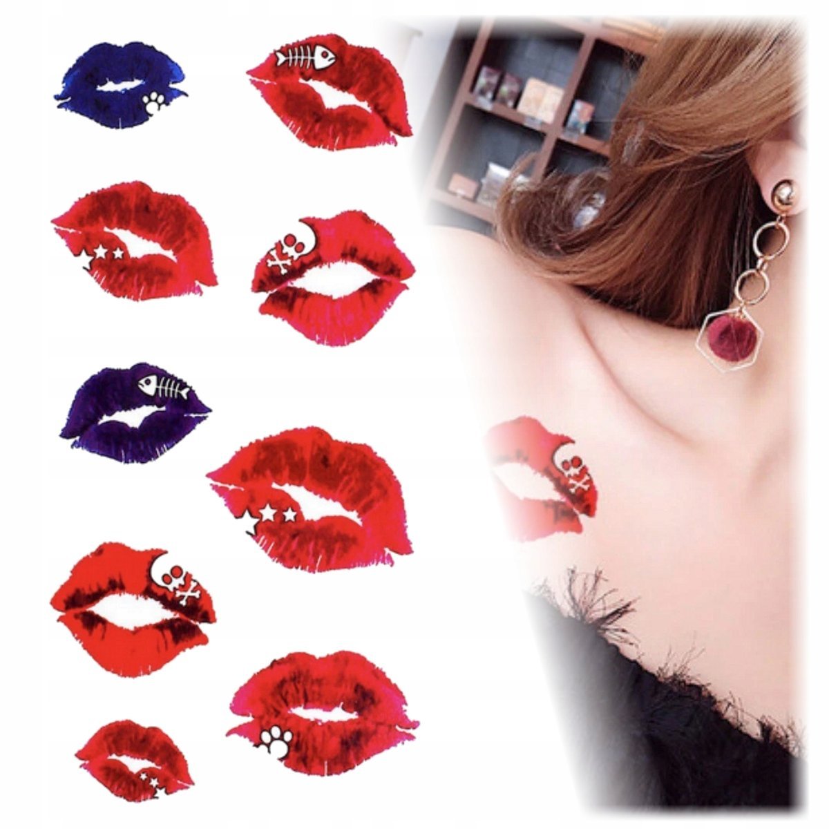 TATUAŻ DLA DZIECI USTA ZESTAW ZMYWALNY TYMCZASOWY WODNY