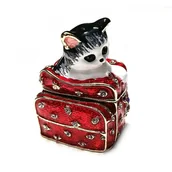 Pudełka i szkatułki - SZKATUŁKA Z KOTEM W CZERWONEJ TORBIE EMALIOWANA OZDOBA I OPAKOWANIE NA PREZENT - miniaturka - grafika 1