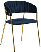 Krzesła - Malodesign Krzesło glamour welurowe na złotych nogach GOMA - granatowy - miniaturka - grafika 1