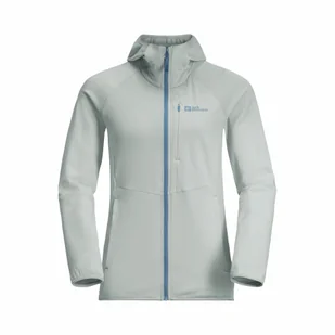 Damska bluza polarowa Jack Wolfskin KOLBENBERG HOODED FZ W Cool Grey - S - Bluzy damskie - miniaturka - grafika 1