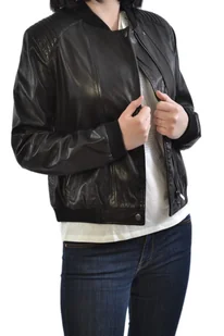 CZARNA KURTKA SKÓRZANA RAMONESKA DAMSKA WRANGLER LEATHER JACKET BLACK - Kurtki damskie - miniaturka - grafika 1