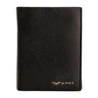Portfele - Portfel męski ze skóry koziej Wings, 13 x 10 x 2 cm, RFID, czarny - miniaturka - grafika 1