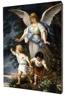 Obraz religijny na desce lipowej, Anioł Stróż - Ikony i obrazy sakralne - miniaturka - grafika 1