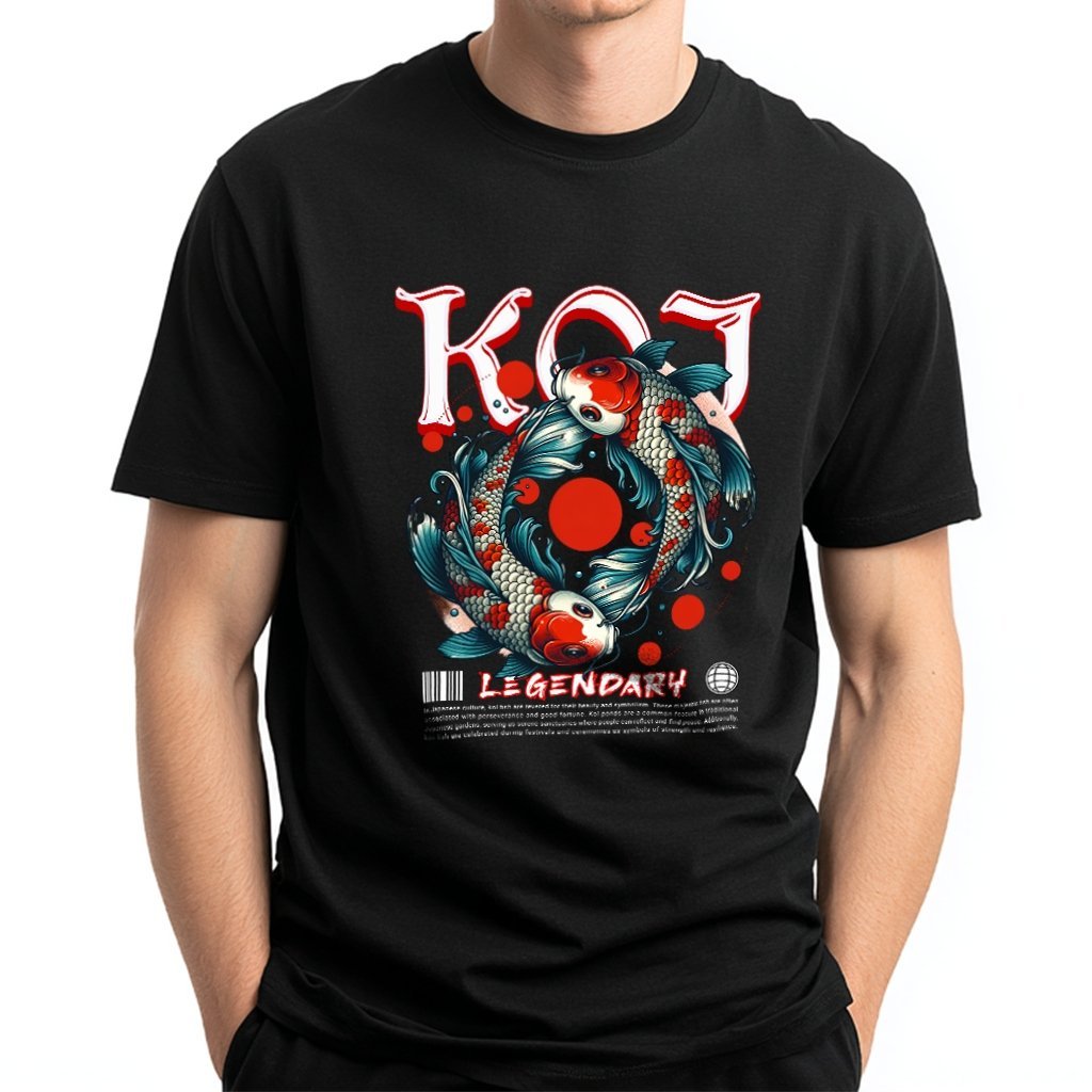 Koszulka Premium 190g - Japoński Motyw Ryby - Bawełna 100% XS
