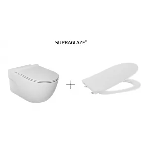 ROCA A34624LS00 + A801D12003 MERIDIAN Miska WC podwieszana Rimless 56cm + Deska WC SLIM wolnoopadająca Round - Miski WC - miniaturka - grafika 1