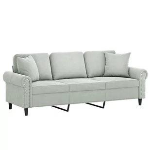 3-osobowa sofa z poduszkami, jasnoszara, 180 cm, aksamit Lumarko! - Sofy i kanapy 3-osobowa sofa z poduszkami, jasnoszara, 180 cm, aksamit Lumarko! - Sofy i kanapy - miniaturka - grafika 4