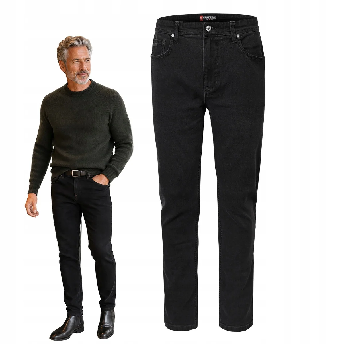 SPODNIE Męskie Jeansy Klasyczne CZARNE Comfort Fit Pako Jeans SPODNIE Męskie Jeansy Klasyczne CZARNE Comfort Fit W36/L32 Pako Jeans