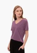 Koszulki i topy damskie - Koszulka z dekoltem w serek T-LEA - miniaturka - grafika 1