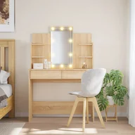 Toaletki - vidaXL Toaletka z oświetleniem LED, dąb sonoma, 96x40x142 cm - miniaturka - grafika 1