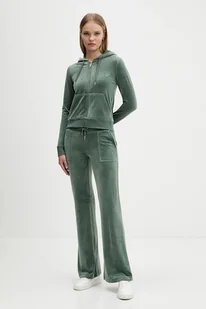 Juicy Couture bluza damska kolor zielony z kapturem gładka JCAP176 - Bluzy damskie - miniaturka - grafika 1