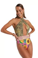 Stroje kąpielowe - Trendyol Damski strój kąpielowy z dzianiny z nadrukiem zwierzęcym, bardzo kolorowy, 38, Bardzo kolorowy, 42 - miniaturka - grafika 1