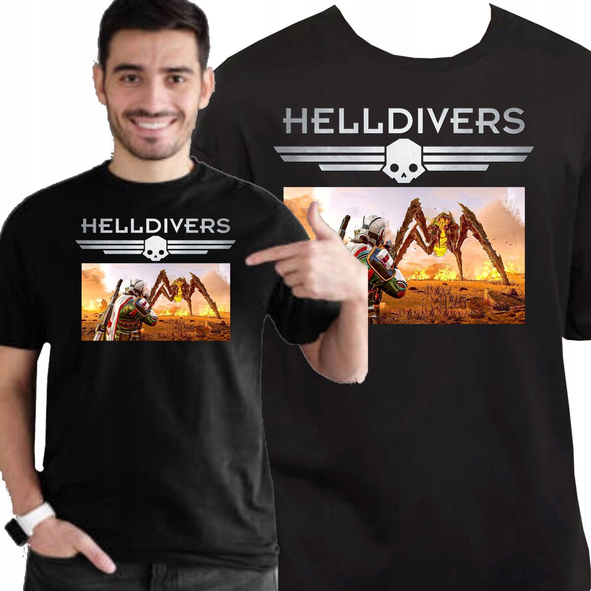 KOSZULKA GAMINGOWA HELLDIVERS PREMIUM NADRUK DLA GRACZA XL 3458 CZARNA