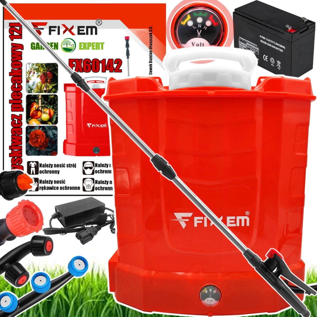 OPRYSKIWACZ AKUMULATOROWY CIŚNIENIOWY PLECAKOWY ELEKTRYCZNY 12L LANCA 117cm