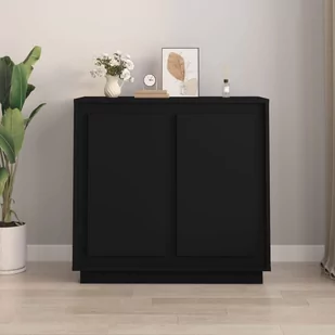 vidaXL Szafka, czarna, 80x34x75 cm, materiał drewnopochodny - Szafki do salonu - miniaturka - grafika 1