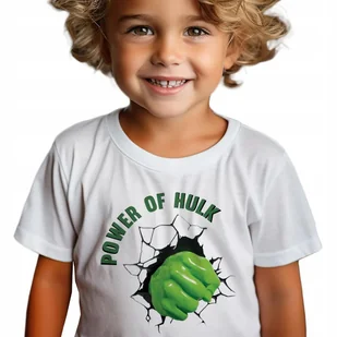 Koszulka Dziecięca Biała POWER OF HULK Superbohaterowie Wzory - 134-140 cm - Koszulki męskie Koszulka Dziecięca Biała POWER OF HULK Superbohaterowie Wzory - 134-140 cm - Koszulki męskie - miniaturka - grafika 1