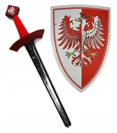 Stroje karnawałowe - Zestaw Miecz 60Cm Tarcza Duża Strój Kostium Rycerz Przebranie Dla Dziecka - miniaturka - grafika 1