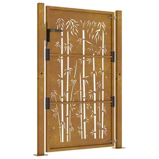 Furtka ogrodowa, 105x130 cm, stal kortenowska, motyw bambusa Lumarko! - Ogrodzenia - miniaturka - grafika 6