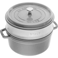 Brytfanny - Staub Brytfanna okrągła z Parowcem Cocotte Szara 26 cm 40510-605-0 - miniaturka - grafika 1