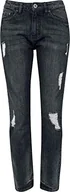 Spodnie damskie - Urban Classics Damskie spodnie Boyfriend Denim, czarny (Black Washed 709), 27W x 30L - miniaturka - grafika 1