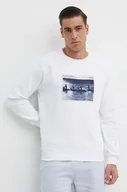 Bluzy męskie - Pepe Jeans bluza bawełniana RIKU męska kolor biały z nadrukiem PM582662 - miniaturka - grafika 1