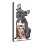 Obrazy i zdjęcia na płótnie - Foto obraz na płótnie do salonu pionowy Pies i kot - miniaturka - grafika 1