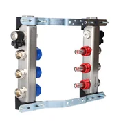 Akcesoria grzewcze - Rozdzielacz InoxFlow z zaworami do siłowników i przepływomierzami (seria UFST MAX) - 3 obwody - miniaturka - grafika 1