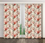 Zasłony - Zasłona Gotowa Na Żabki, 160X250, Kremowa W Kwiaty, Zmb-55 - miniaturka - grafika 1