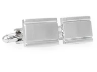 Spinki do mankietów i krawatów - Prostokątne srebrne spinki do mankietów N164 - miniaturka - grafika 1