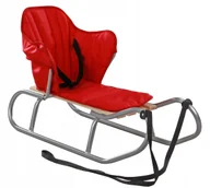 Sanki i ślizgacze - POLSKIE SANKI Z OPARCIE SREBRNE MATERACYK CZERWONY DLA DZIECI MOCNE SOLIDNE - miniaturka - grafika 1