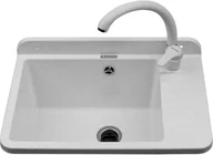 Umywalki - NEO PLUS 58,4X38 biały granit + bateria Asalia - miniaturka - grafika 1