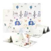 Maty piankowe - Dwustronna składana kolorowa edukacyjna piankowa mata dziecięca XXL 180x200 cm - słonik - miniaturka - grafika 1