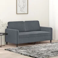 Sofy i kanapy - Sofa 2-osobowa, ciemnoszary, 140 cm, tapicerowana aksamitem - miniaturka - grafika 1
