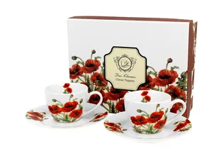 Filiżanki do espresso porcelanowe ze spodkami DUO CLASSIC POPPIES 90 ml 2 szt - Filiżanki - miniaturka - grafika 1