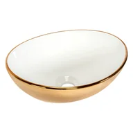 Umywalki - Basaro Umywalka ceramiczna nablatowa Sara biało-złota 40.5 x 33 - miniaturka - grafika 1