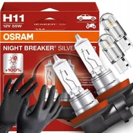 Żarówki samochodowe - Żarówki Osram H11 Night Breaker Silver +100% W5W Led Clear Rękawiczki - miniaturka - grafika 1