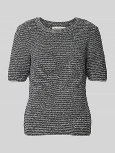 Sweter z krótkim rękawem o kroju slim fit z mieszanki bawełny z efektem melanżu - Swetry damskie - miniaturka - grafika 1
