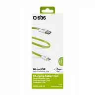Kable USB - SBS microUSB USB 1,5m plaski zielony - miniaturka - grafika 1