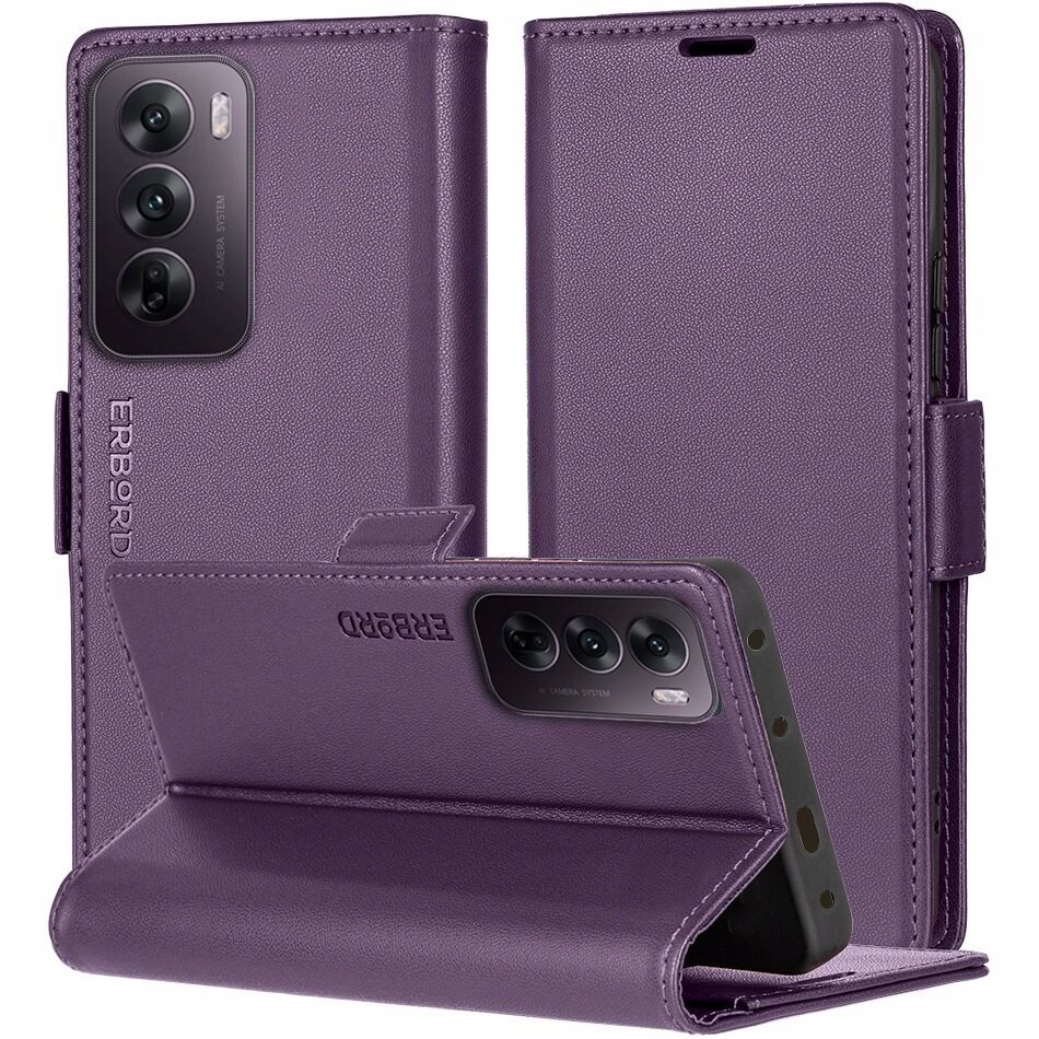 Etui z klapką do Oppo Reno 12, Erbord wallet case obudowa portfel skóra eko