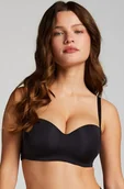 Biustonosze - Hunkemöller Usztywniony biustonosz push-up bez ramiączek na fiszbinach Smooth Czarny - miniaturka - grafika 1