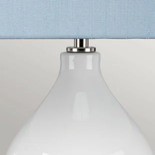 Elstead Tekstylna lampa stołowa Isla nikiel/niebieska - Lampy stojące - miniaturka - grafika 1