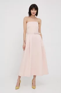 Sukienki - Ralph Lauren Lauren Lauren sukienka kolor różowy midi rozkloszowana - grafika 1